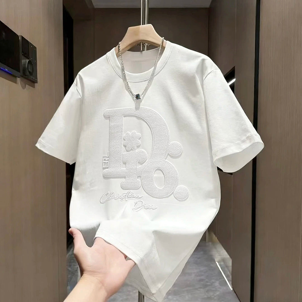 Rhinestone Letter Simple T-shirt