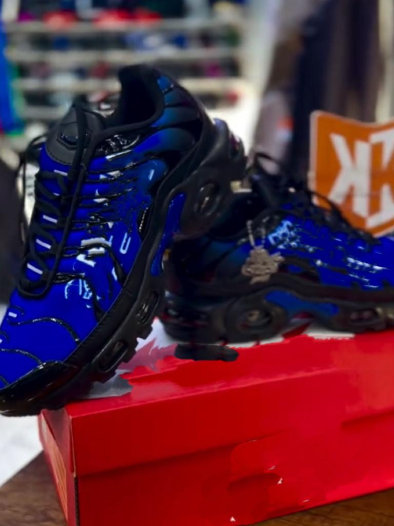 Blue & White Letter Sneakers