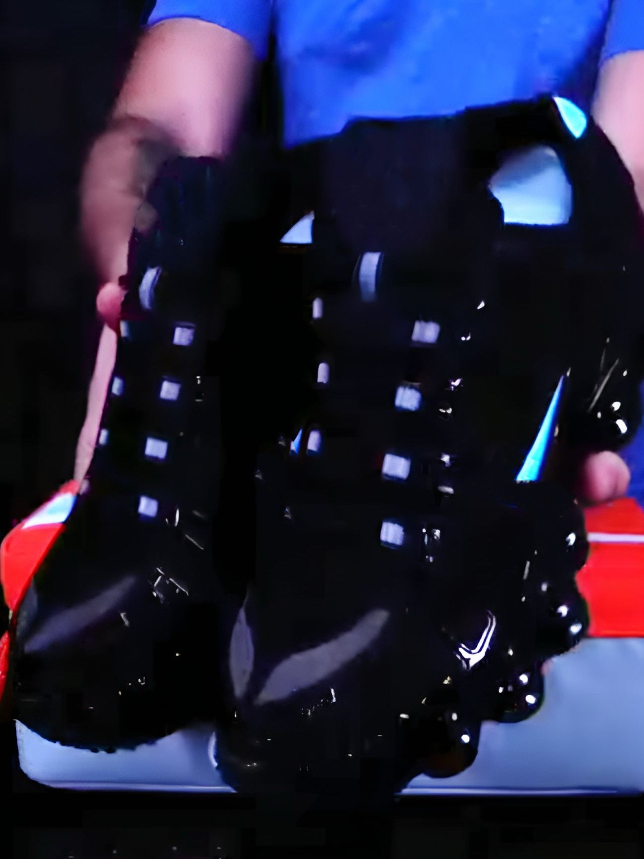 Black Platform Sneakers with Blue Logo