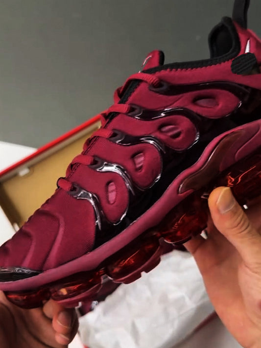 Burgundy running shoes