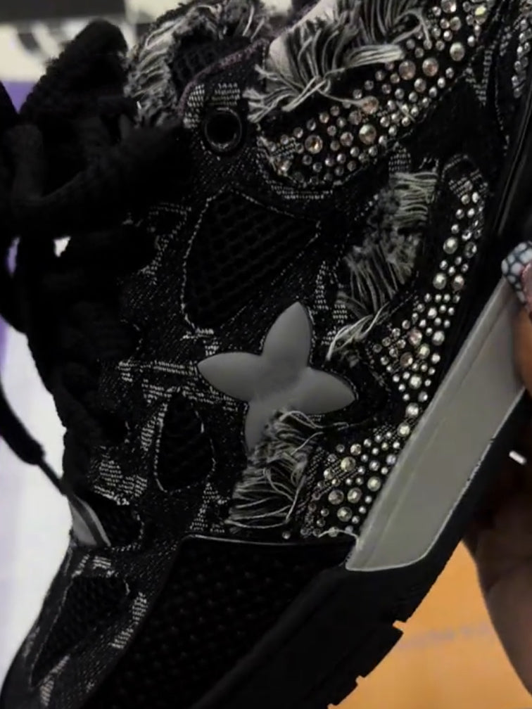 Designer Crystal High-Top Sneakers