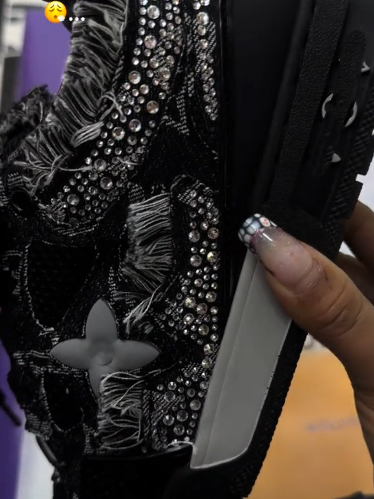 Designer Crystal High-Top Sneakers
