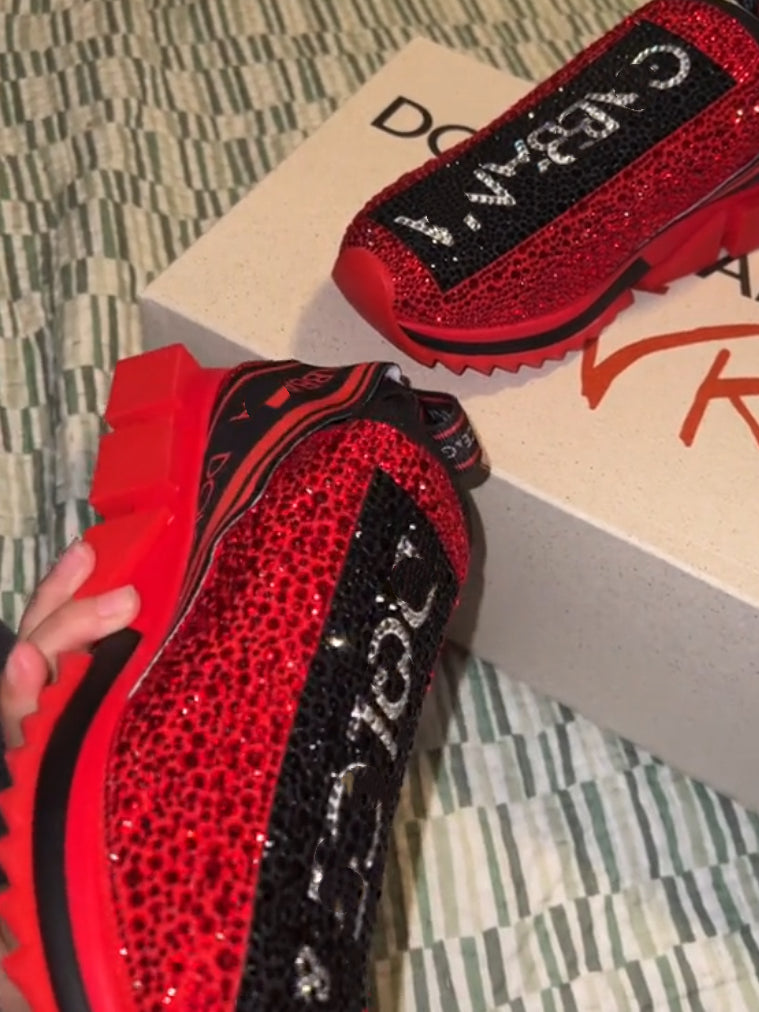 Black-Red Diamond Trend Sneakers