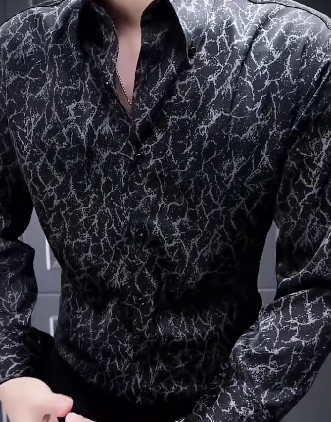 Cracked Domineering Handsome Fashionable Men's Shirt