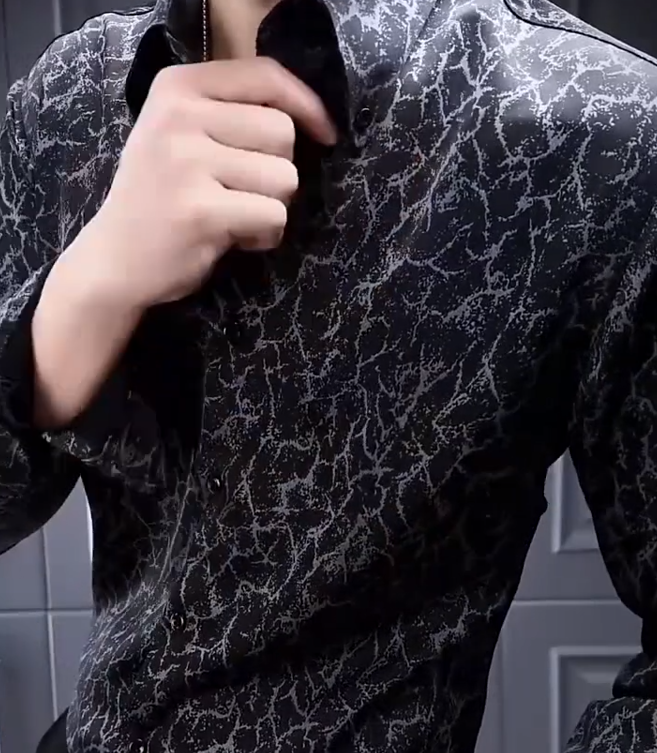 Cracked Domineering Handsome Fashionable Men's Shirt
