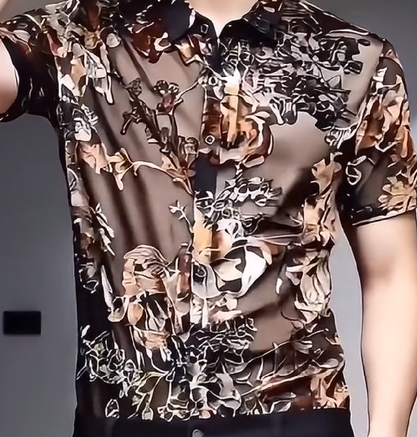 Hollow embroidered sexy shirt