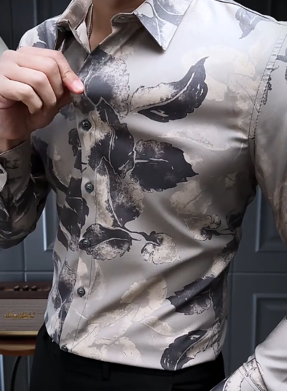Ink-wash long-sleeved shirt