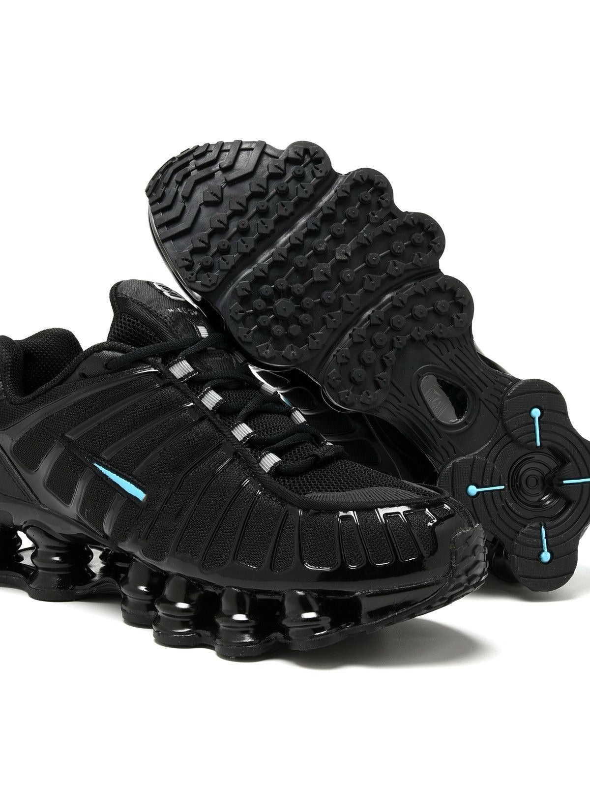 Black Platform Sneakers with Blue Logo