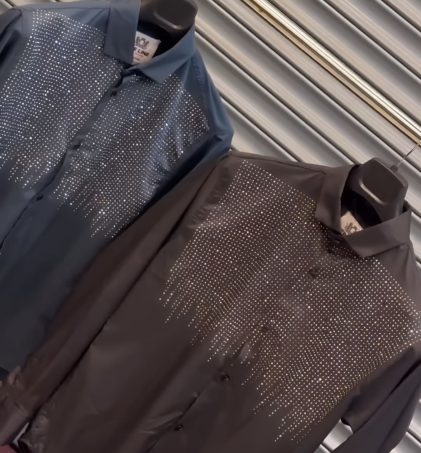 Gorgeous ice silk shirt with flash diamond
