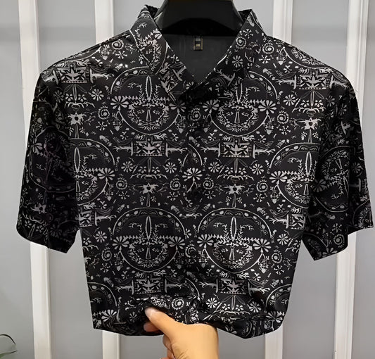 2025 Light luxury quality short-sleeved patterned shirt