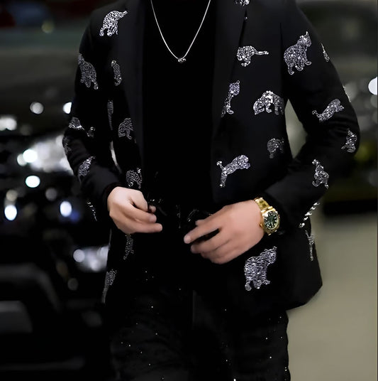 Sequined leopard suit