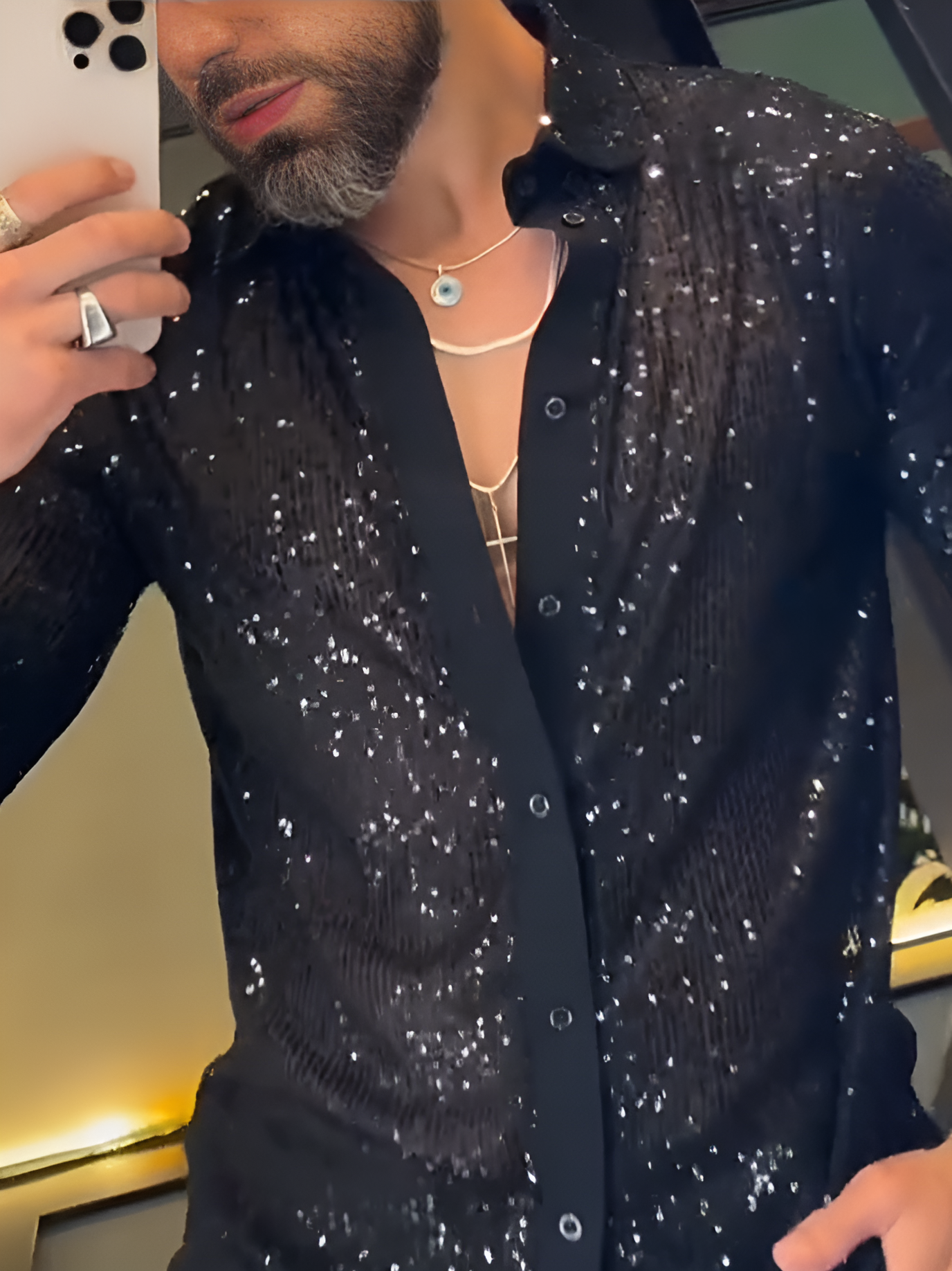 Sheer Black Crystal Shirt