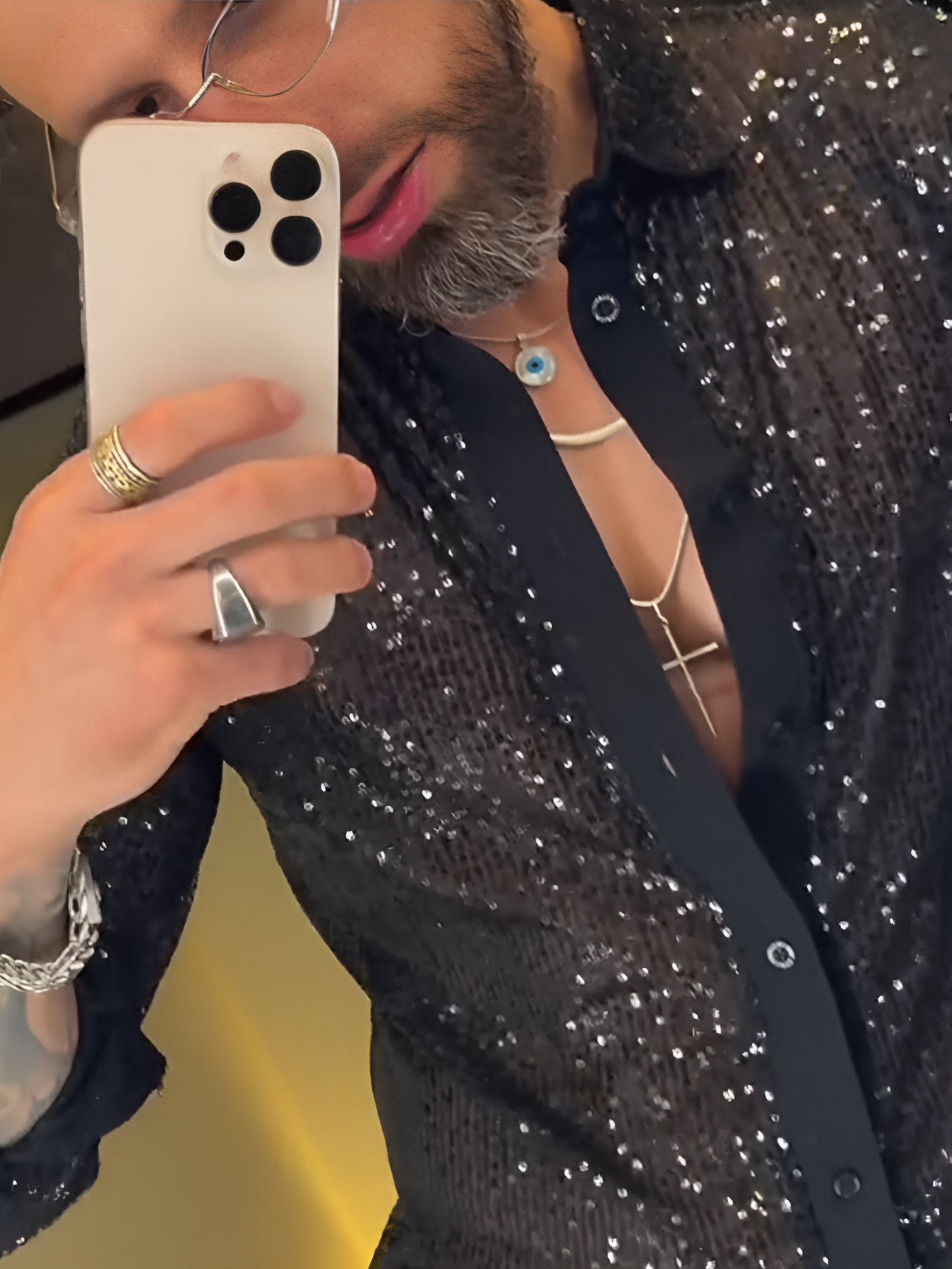 Sheer Black Crystal Shirt