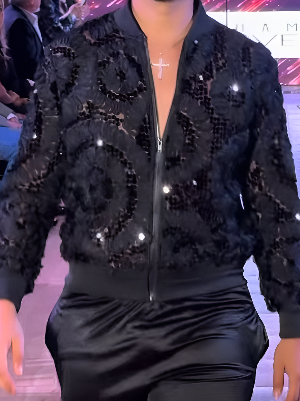 Sequin Cut-Out Embroidered Jacket