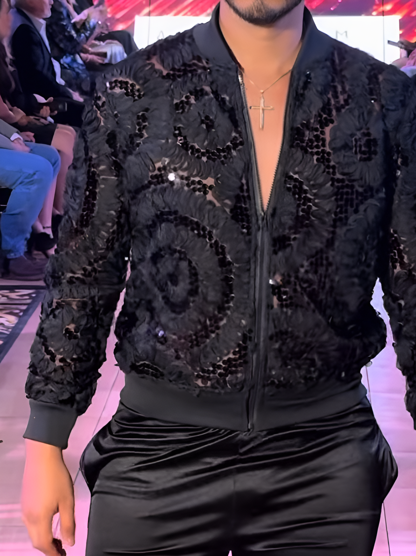 Sequin Cut-Out Embroidered Jacket