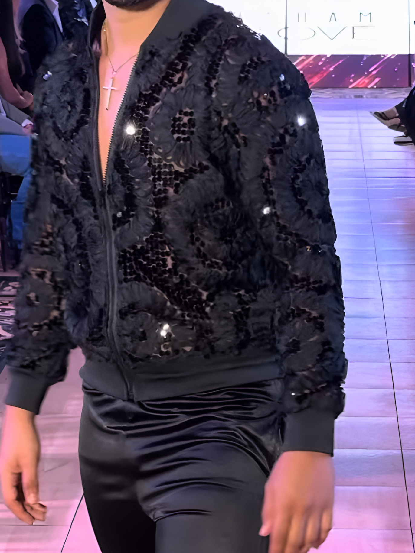Sequin Cut-Out Embroidered Jacket