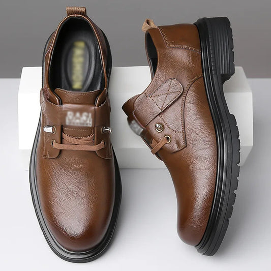 Velcro men's leather shoes