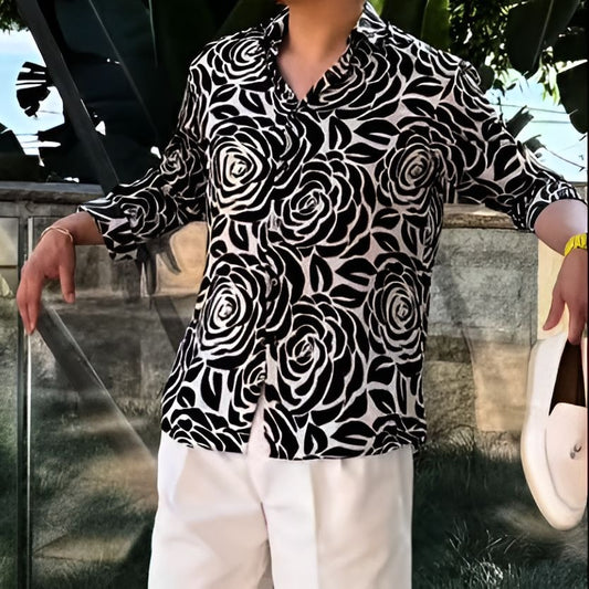 Black Rose White Men's Shirt