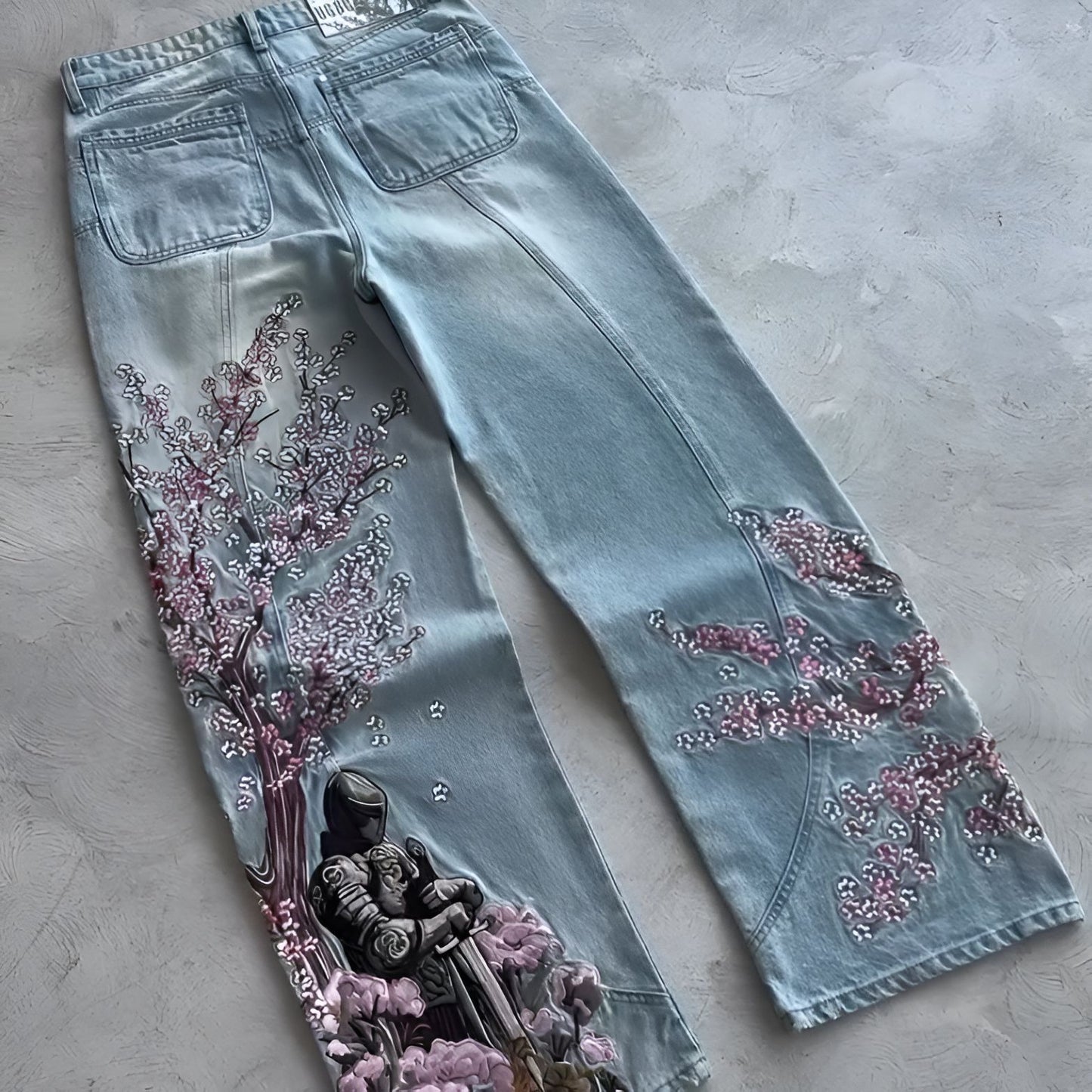 Samurai Sakura Embroidered Jeans
