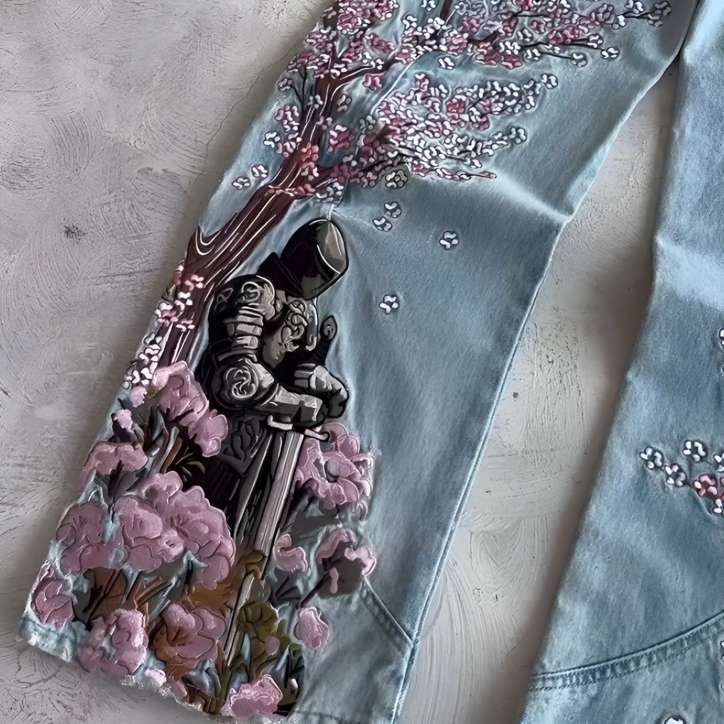 Samurai Sakura Embroidered Jeans