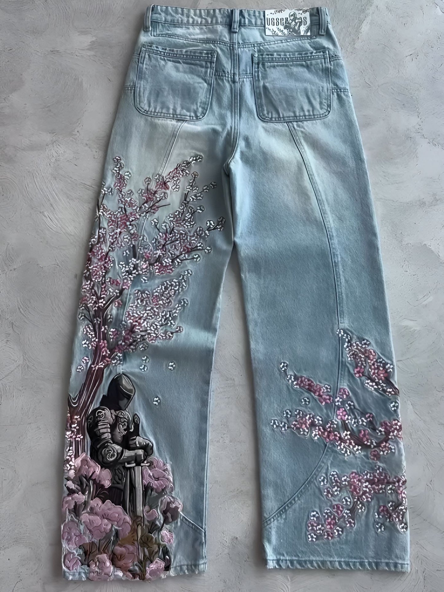 Samurai Sakura Embroidered Jeans