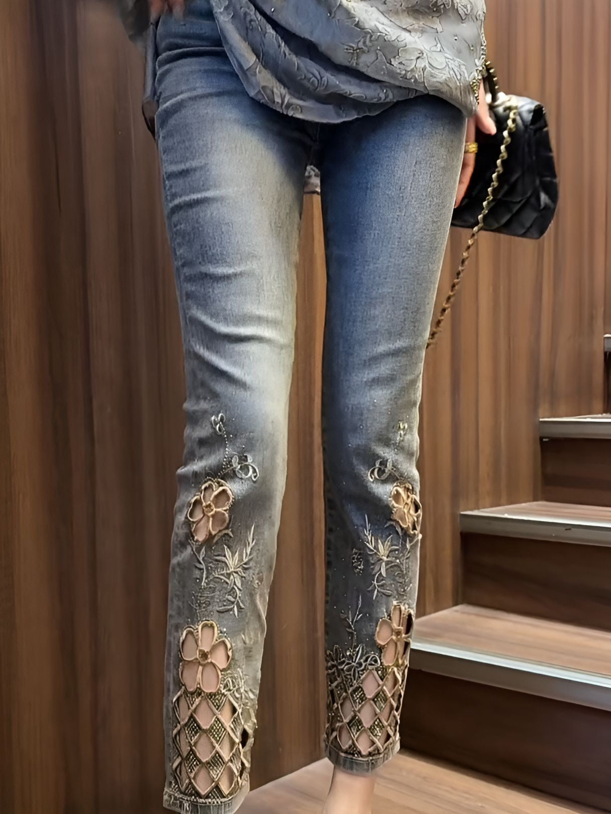 Hollow diamond jeans