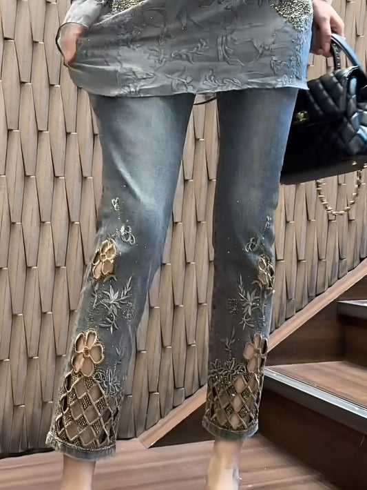 Hollow diamond jeans