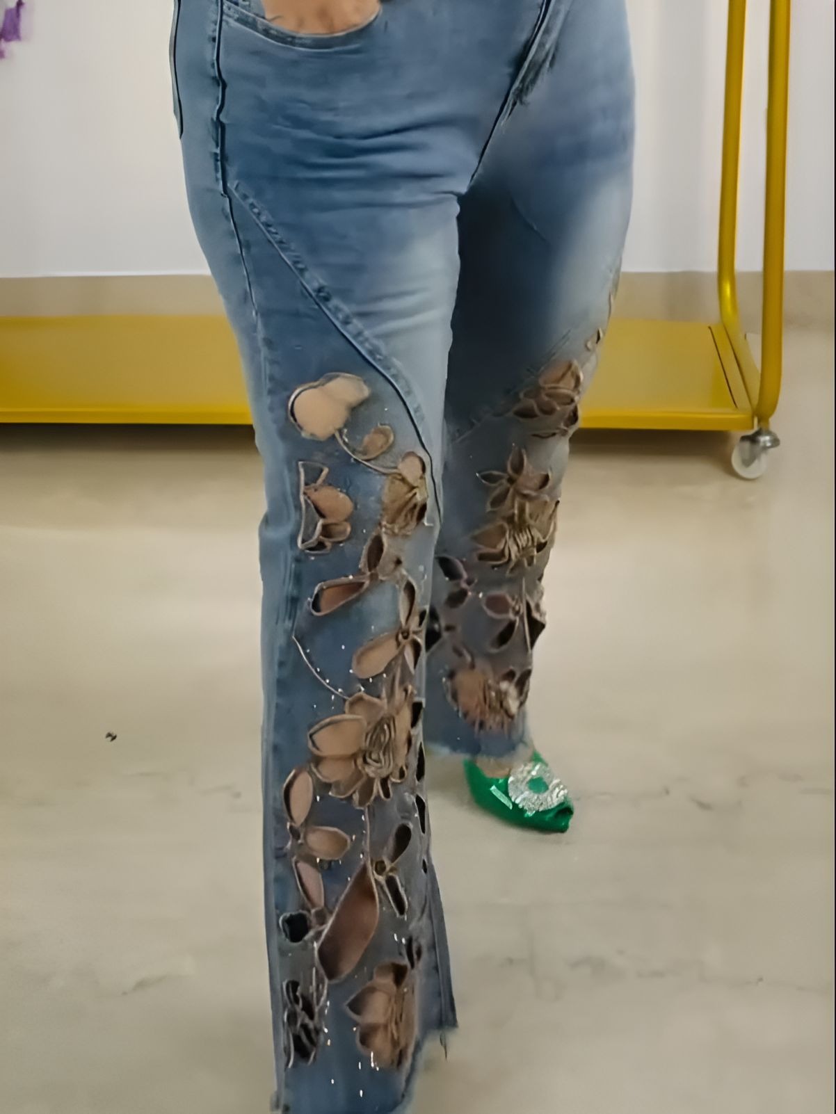 Artistic floral jeans