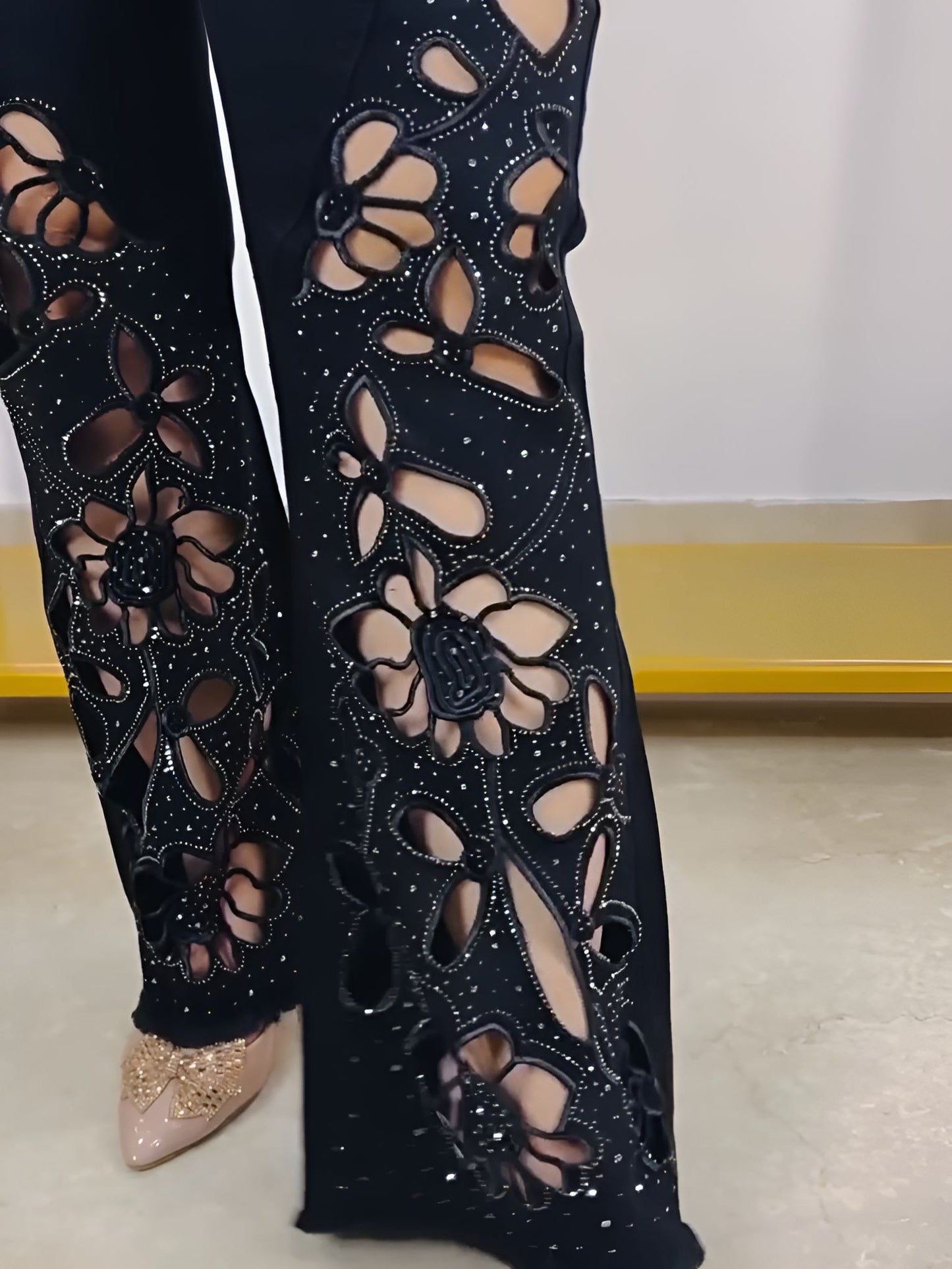 Artistic floral jeans
