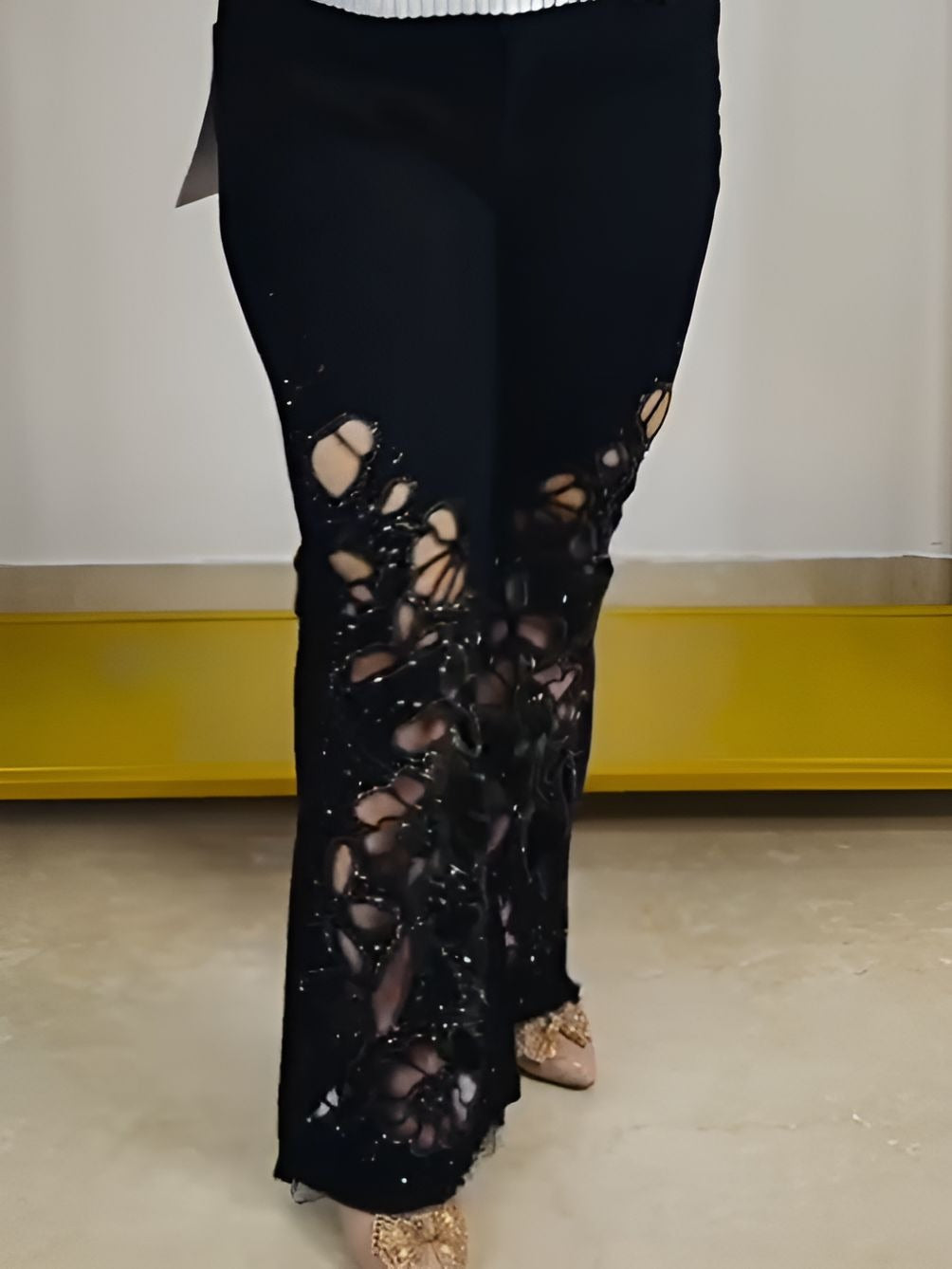 Artistic floral jeans
