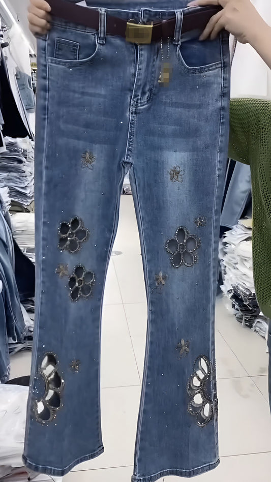 Five-petal flower jeans