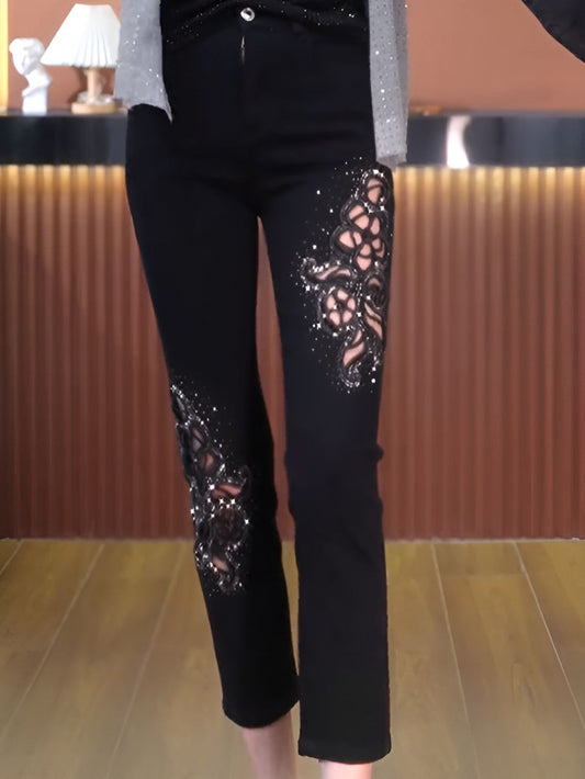 2025 hollow floral jeans