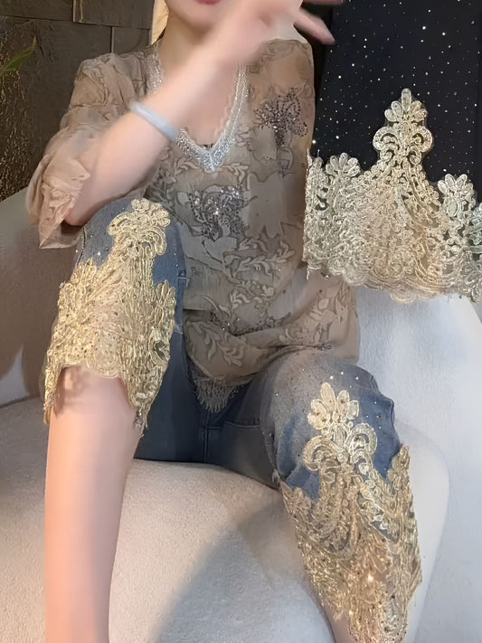 Crown Lace Jeans