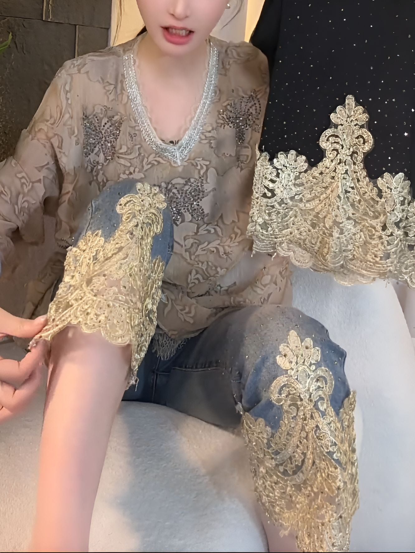 Crown Lace Jeans