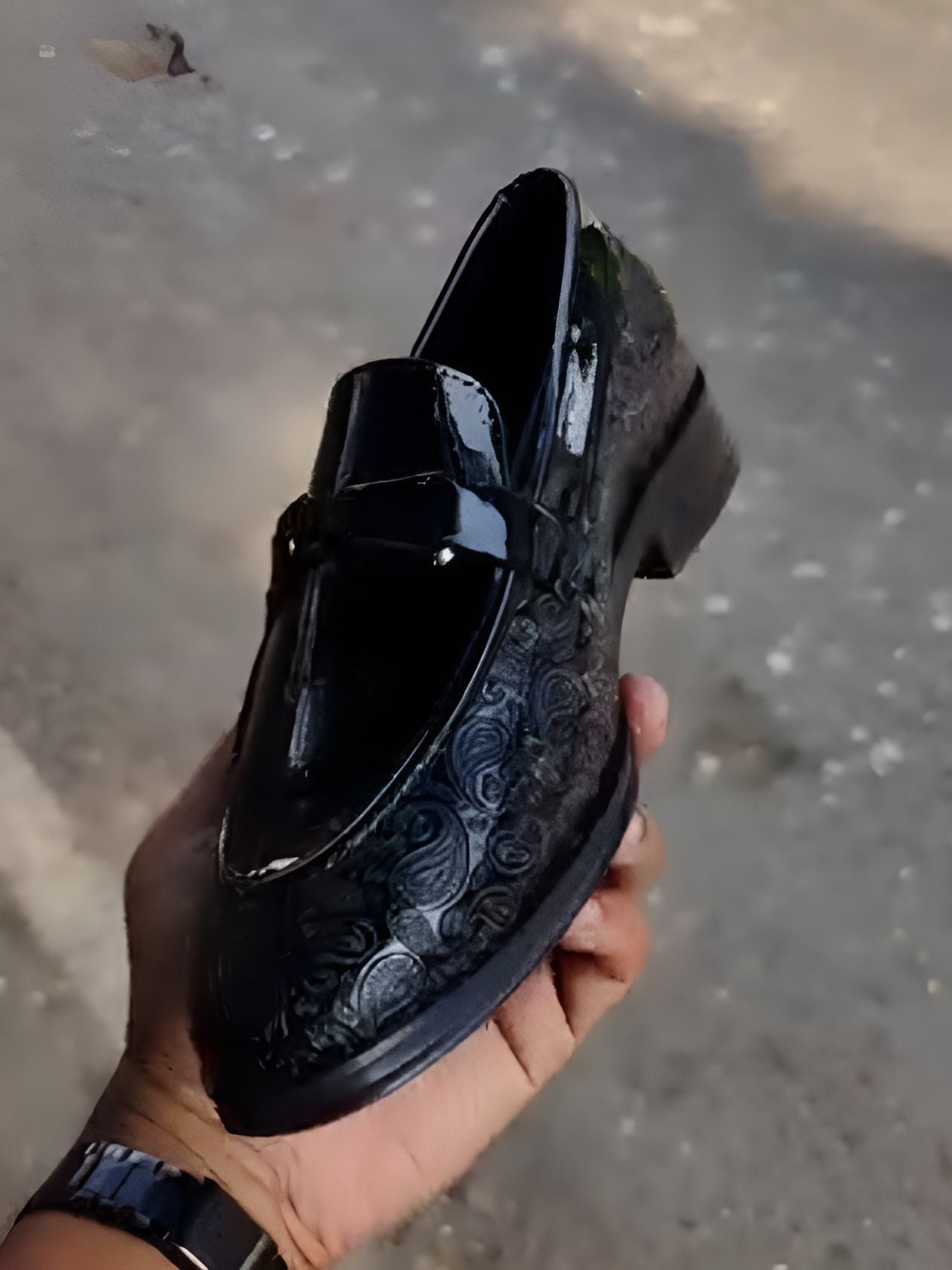 Men's cashew flower print leather shoes