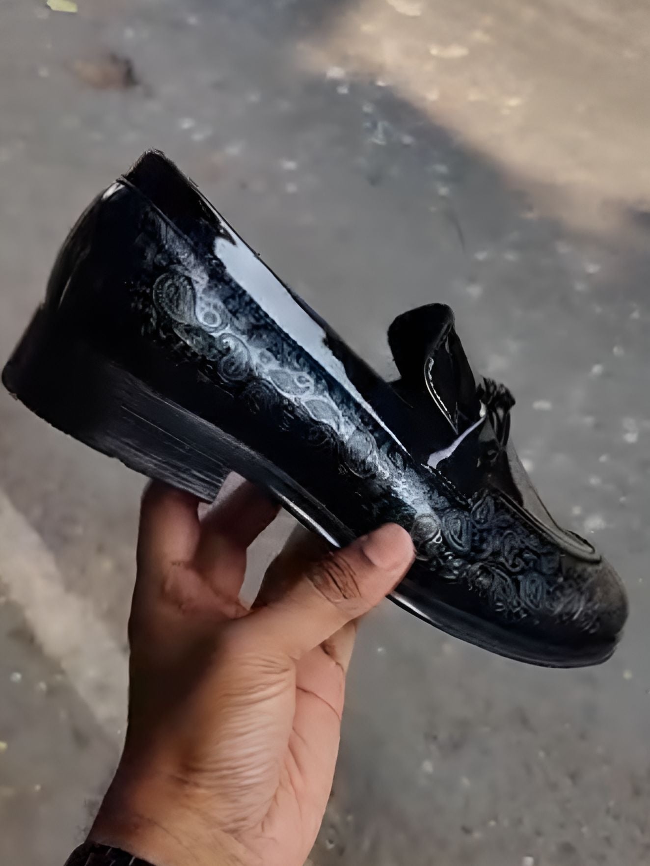 Men's cashew flower print leather shoes