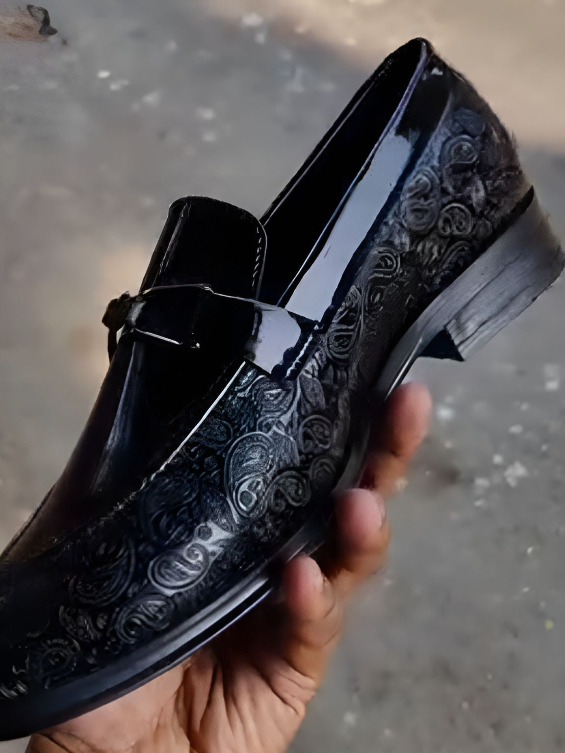 Men's cashew flower print leather shoes