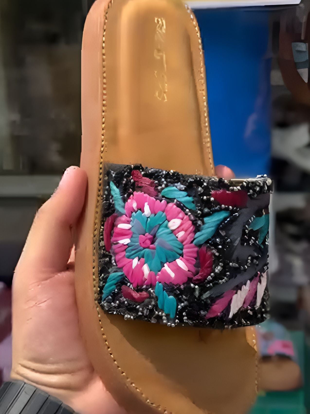 embroidered slippers