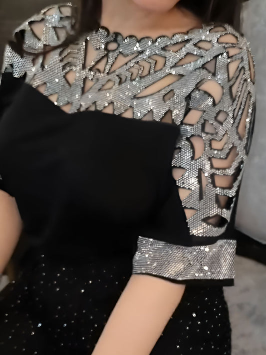 Diamond cutout design women's top