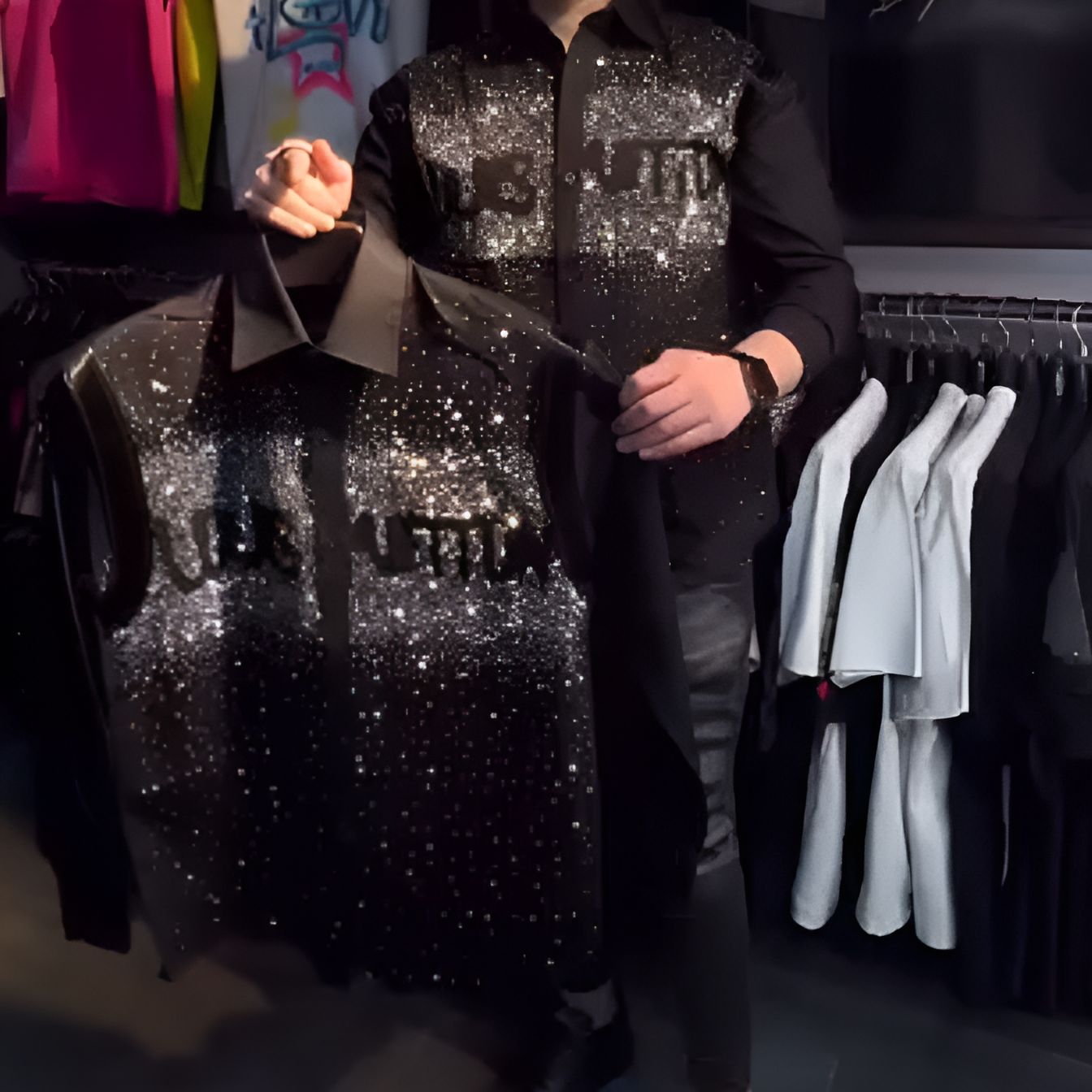 Diamond Galaxy Lettering Black Shirt