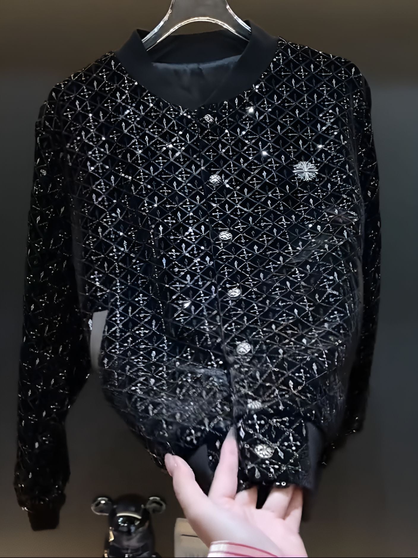 Chunky Knit Sequined Cardigan