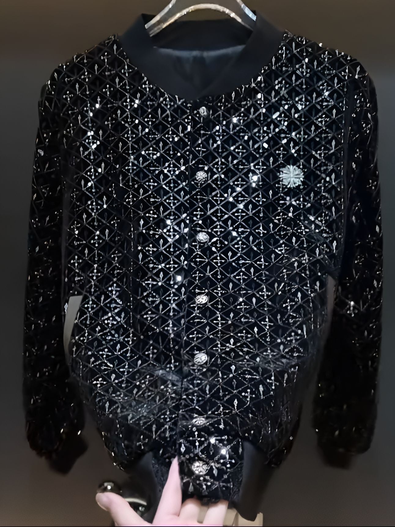 Chunky Knit Sequined Cardigan