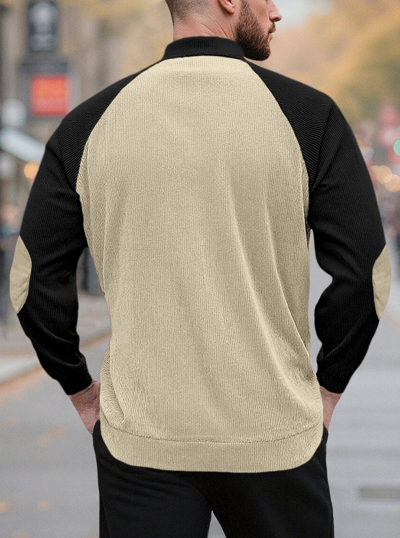 Color Block Button Hoodie