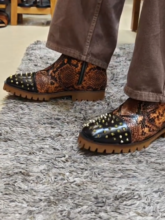 Leopard Stud Rock Boots