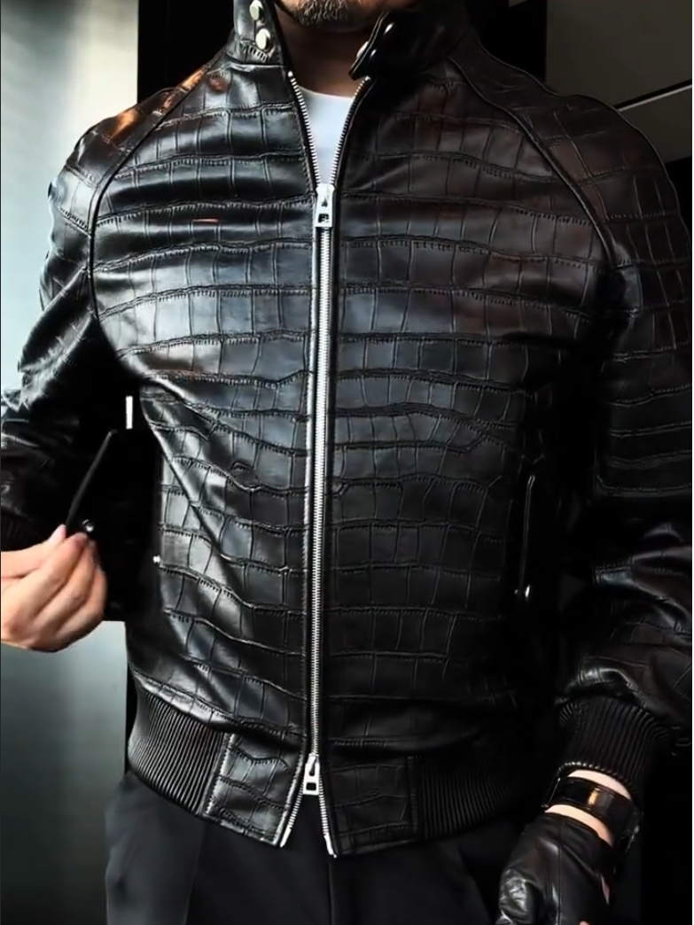 Crocodile Leather Jacket