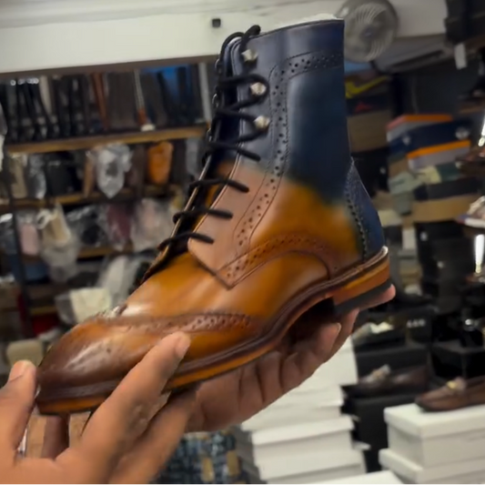 Blue-Brown Ankle Boots