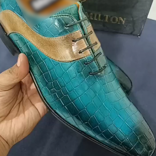 Cyan Leather Shoes