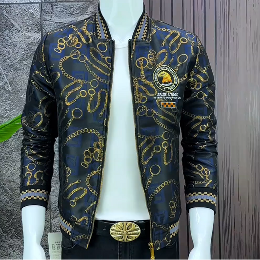 Gold Chain Navy Jacket