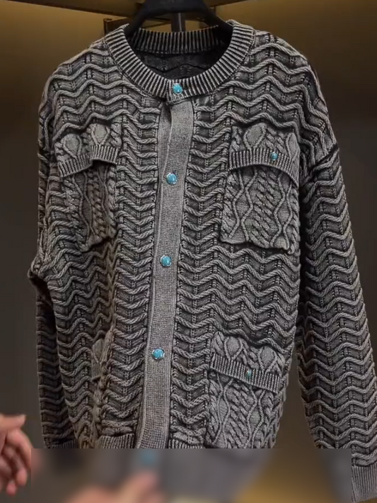 Chunky Knit Grey Coat