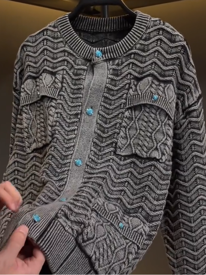 Chunky Knit Grey Coat